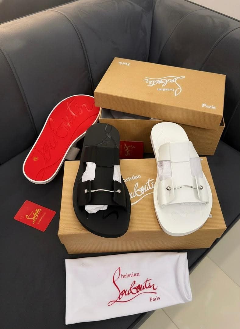 root-P5bG5S.jpeg Christian Louboutin Men's Sandals in Black and White - Image 1