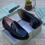 Richwana Men's Black Leather Loafers with Croco Texture - Exquisite Luxury Footwear