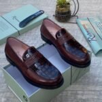 Richwana Exquisite Brown Leather Loafers with Crocodile Embossed Details - Perfect for the Discerning Gentleman