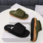 Men's Fashionable Double-Striped Slipper Sandals in Black and Olive Green