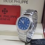 Patek Philippe Geneve Ladies' Wristwatch with Blue Dial and Diamond Bezel